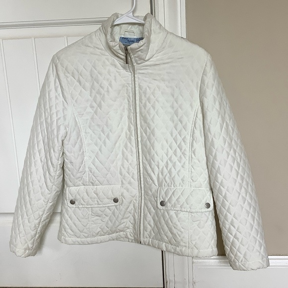 Vintage Jane Ashley White Fitted Quilted Puffer Jacket Small - Picture 1 of 3